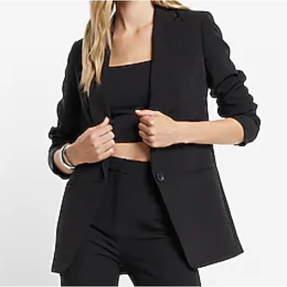 Black One Button Blazer